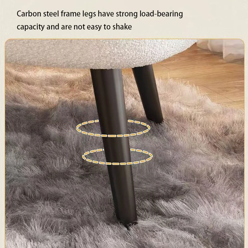 White Nordic Luxury Lamb Fleece Lazy Sofa Chair Living Room Single Casual Back Chair Bedroom Dresser Chair Balcony Coffee Chair