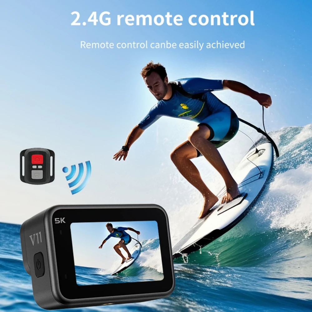 

5K Action Camera Wifi 4K 60FPS Dual IPS 2.2 Touch LCD Waterproof Wide Angle 5X Zoom Anti-Shake Sport Camera& Remote
