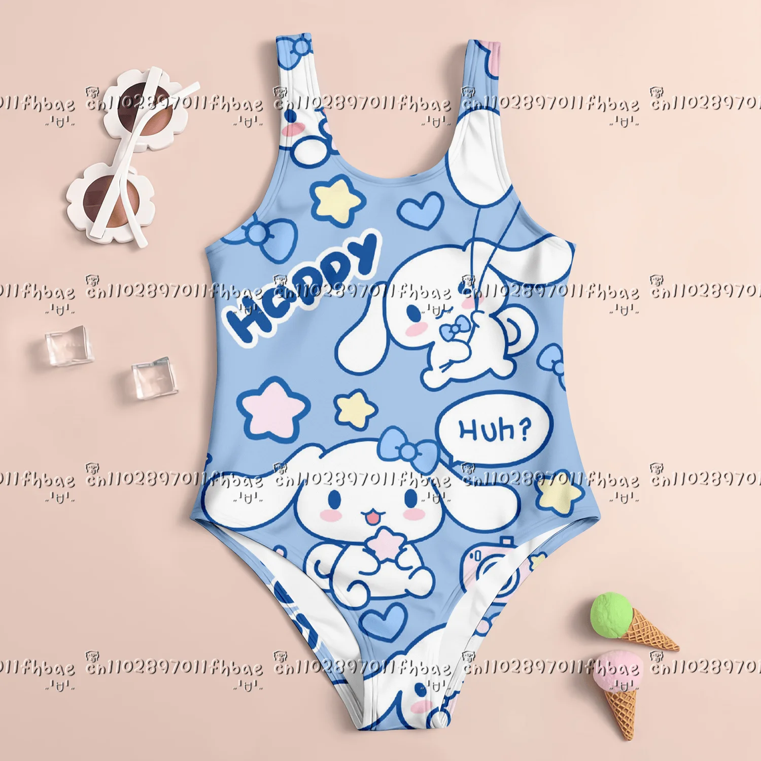 

25-26 MINISO New Summer Cute Cinnamoroll Hellokitty Kids Clothes 7-13 Girl Swimsuit Girls Women One-Piece 3d Print Beach Clothes