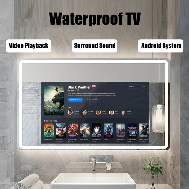

Hot Sale 32 Inch Android Smart Bathroom Full Hd Waterproof Tv Mirror Touch Screen Smart Mirror Tv