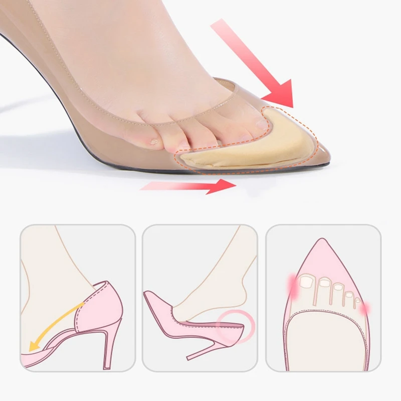 1pair Toe Plug High Heel Anti- Pain Cushion Inserts Insoles Shoe Accessories Insert Shoes Pad Forefoot Half Yards Adjustment