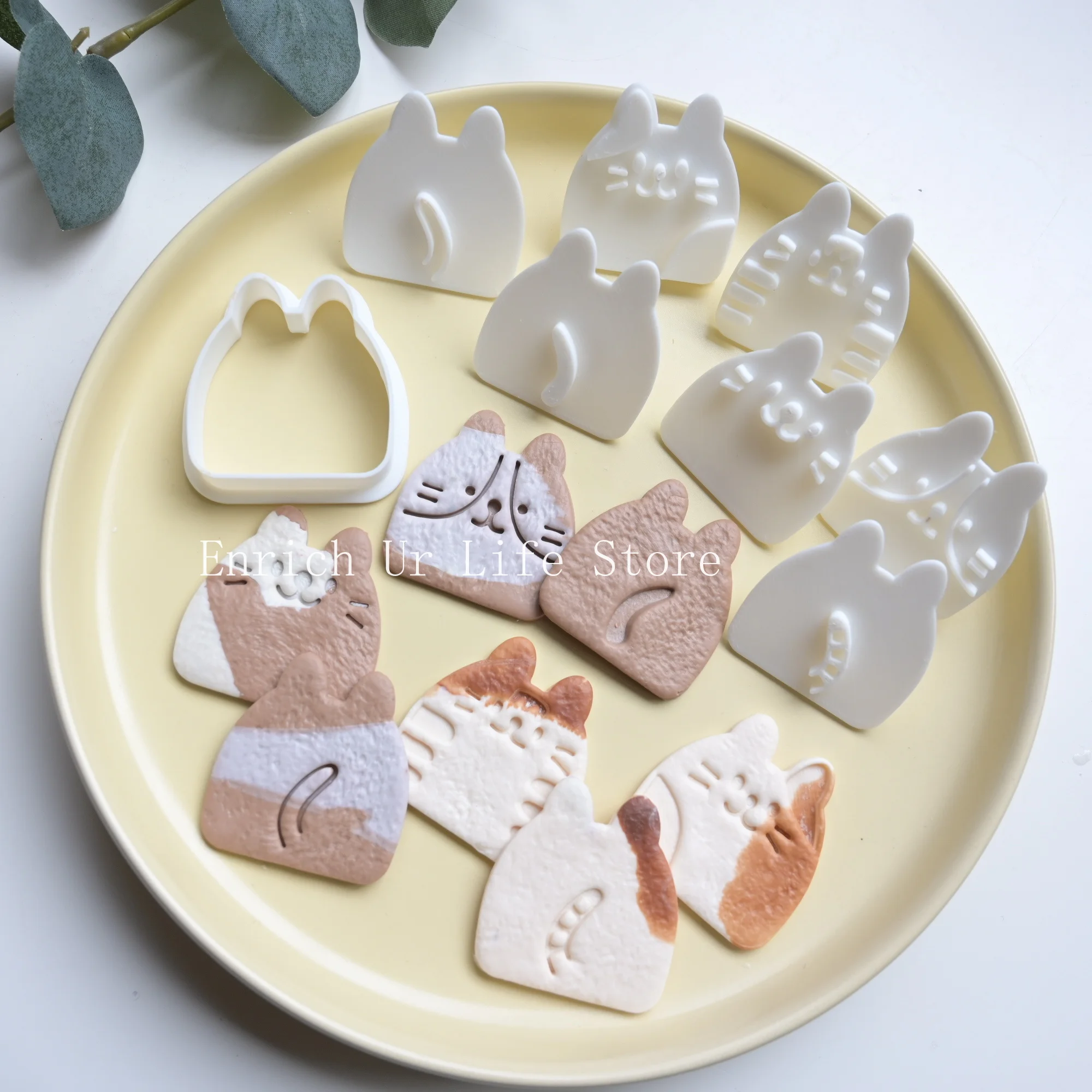 8Pcs 3D Cat Cookie Cutters Plastic Cartoon Pressable Biscuit Mold Cookie Stamp Kitchen Baking Pastry Bakeware Tool