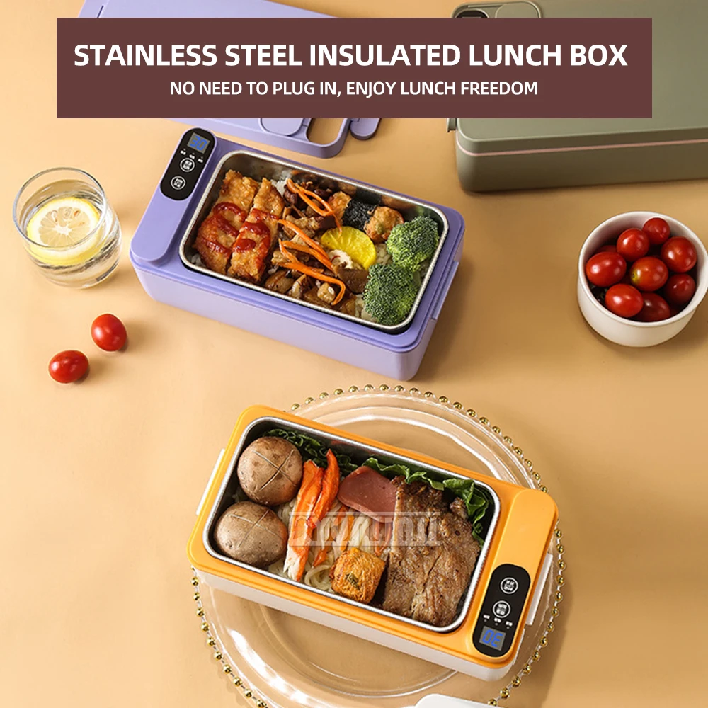 

1L Large Capacity Electric Lunch Box Portable Stainless Steel Camping Heated Insulated Lunch Box