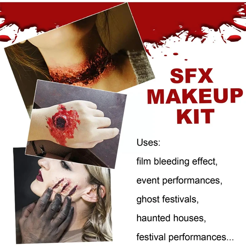 Scars Wax Kit Fake Molding Wound Skin Wax Special Effects Body Paint Halloween Set Fake Nose Stage SFX Makeup Kit with Spatula