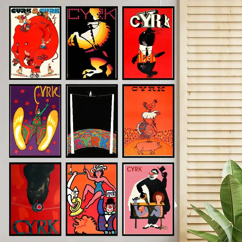 Retro Polish Circus Troup Poster Self-adhesive Art Room Entrance Restaurant Wall Decor Art Painting