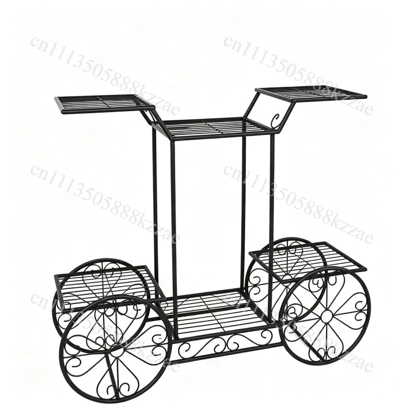 Large Metal Plant Stand 6-Tier Garden Cart Plant Holder Wrought Iron Display Shelf for Outdoor and Indoor Garden Decoration