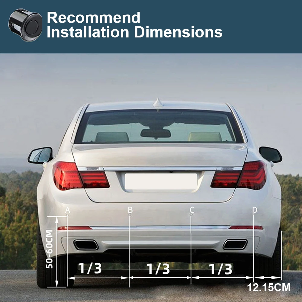 Reverse Backup Radar LCD Diplay Car Distance Detection System 4 Sensors Buzzer Car Parking Sensor Kit 2.5m Distance Monitor