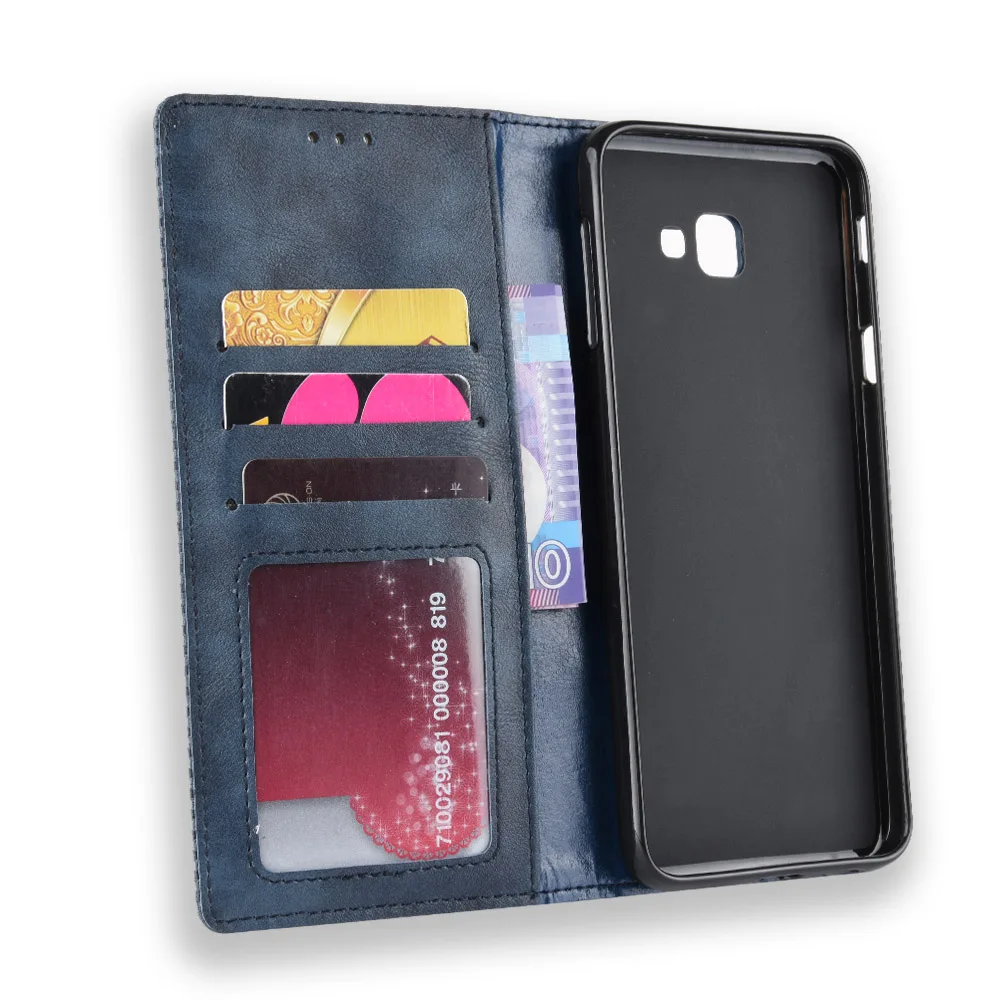 Flip Retro Style Leather Magnetic Closure Phone Cover For Samsung Galaxy J4 Core Plus 6.0 inch Wallet Fall prevention Phone Case