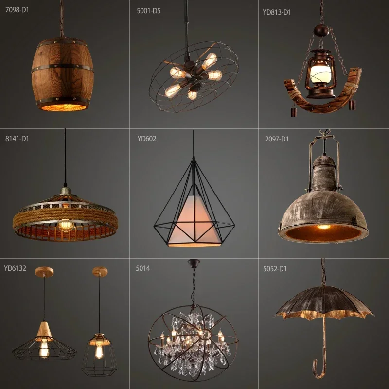 Loft industrial style American retro chandelier restaurant lights cafe bar individual lamps