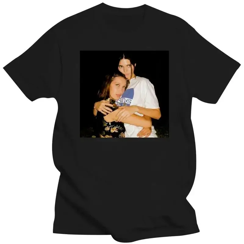 all sizes S 5XL men's Black White Immortal faces band poster New Kendall Jenner And Bella Hadid Half Sleeve Black T Shirt