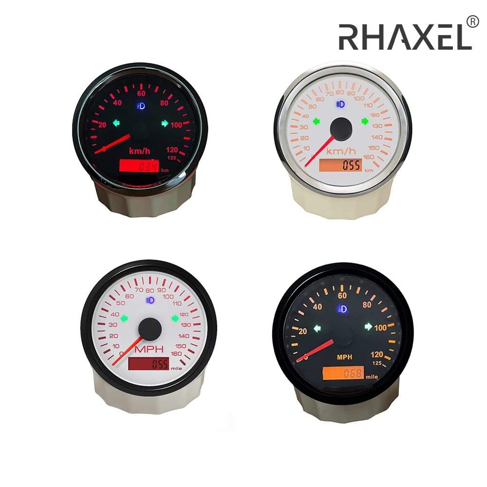 

RHAXEL 85mm GPS Speedometer 125 160 200 KM/H MPH Speedo Odometer Adjustable for Boat RV Car Motorcycle 12V 24V with Backlight
