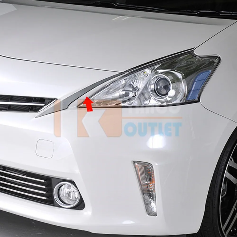 4pcs SUS304 Stainless Steel Head Lamp Side Trim Car Styling Accessories Cover  For Toyota Prius Alpha V ZVW40