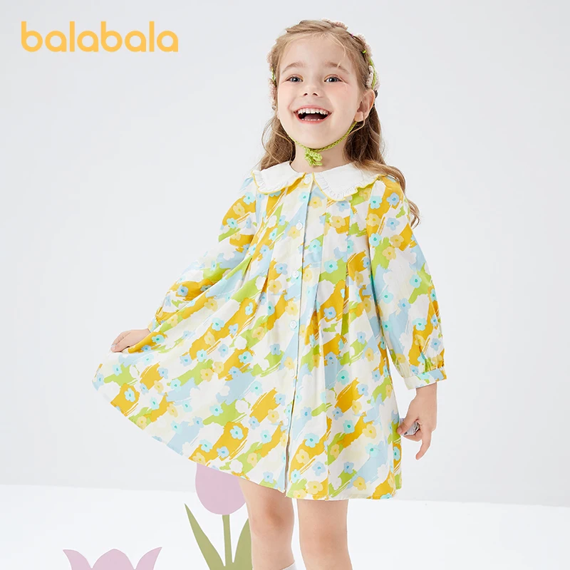 

Balabala Toddler 2023 Girl Preppy Style Autumn Dress Sweet Fashion Comfortable Trendy Dress