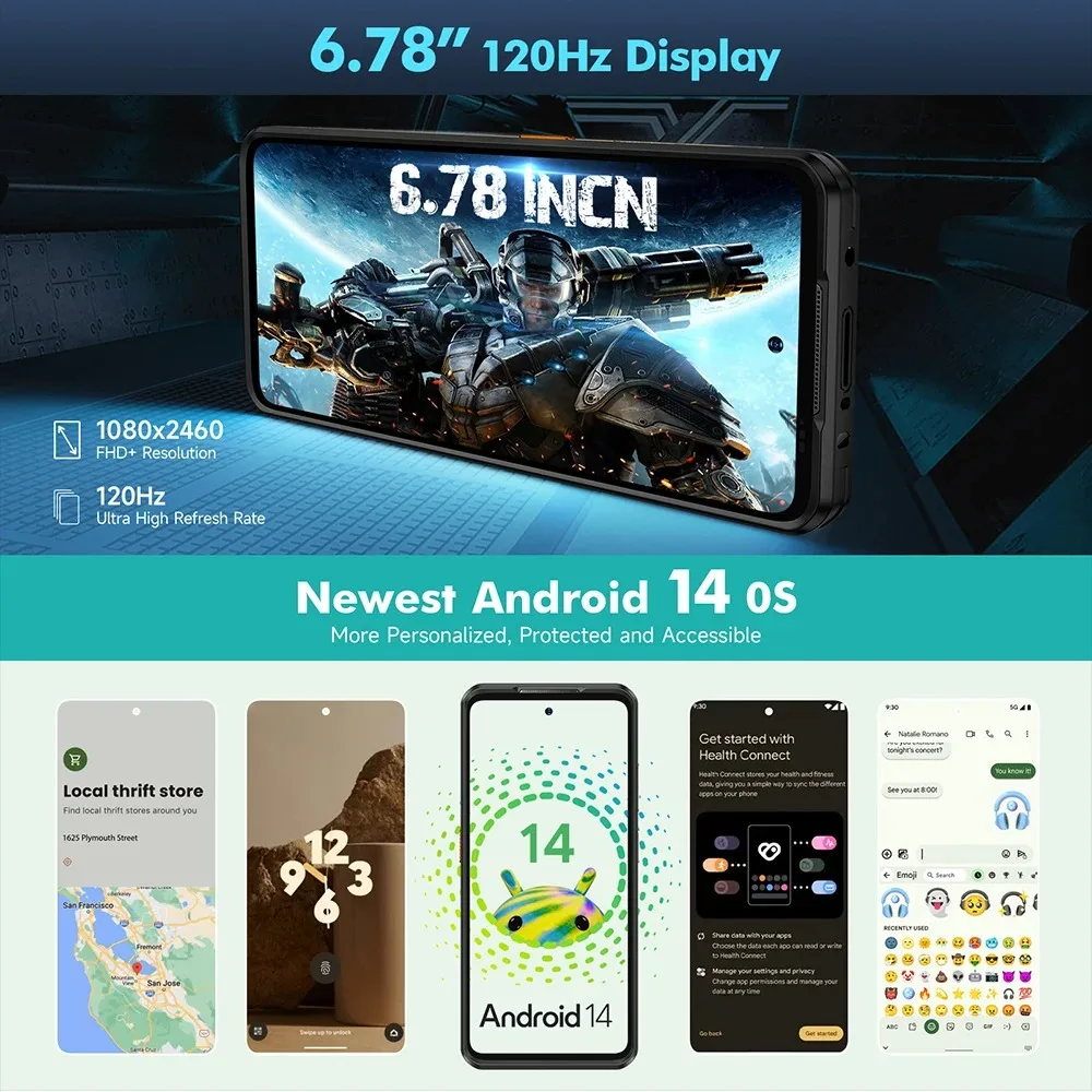 Ulefone Armor 25T 4G Rugged Phone 33W 50MP+64MP Night Camera NFC Waterproof 6.78" 120Hz 256GB ROM  Android 14 Smartphone