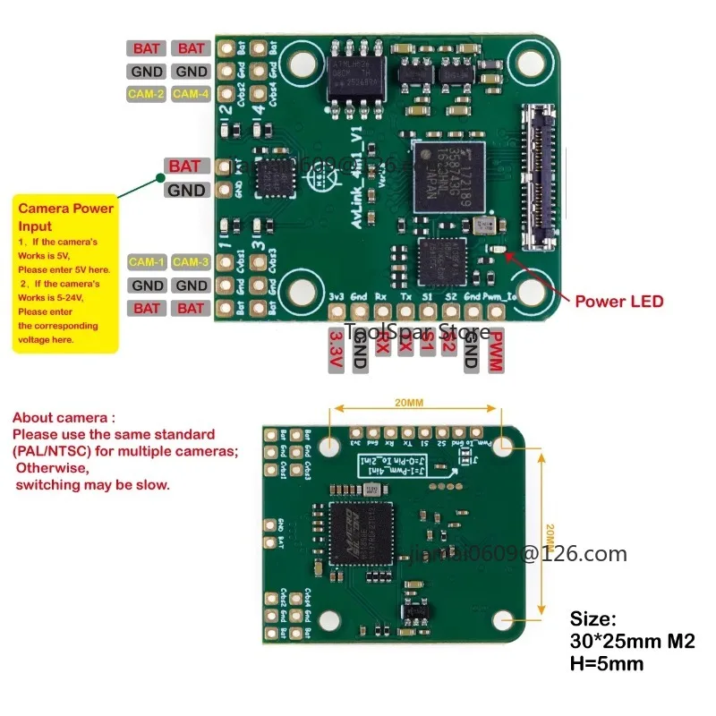 4‑in‑1 Analog Video Converter Switch Board for Air Unit Vista Module