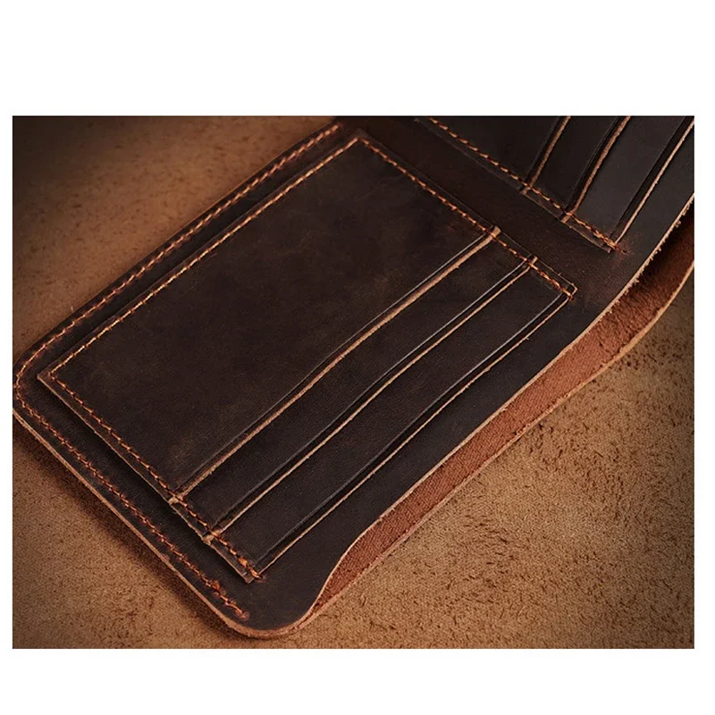 Genuine Leather Wallet for Men Large Capacity Convenient Bank Card Holder Daily Travel Small Purse Dropshipping Wholesale