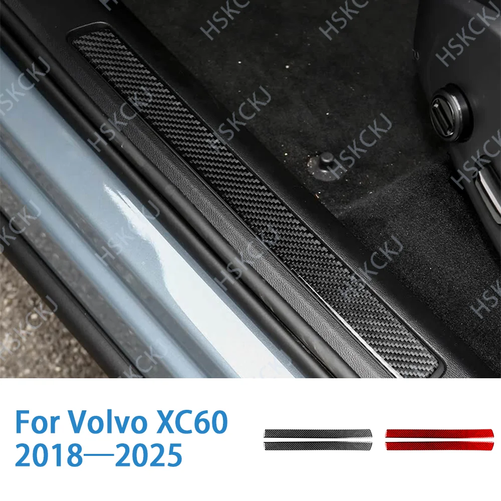

Пороговая полоса, наклейки на панель порога, автомобильные аксессуары, внутренняя крышка, наклейка для Volvo XC60 2018-2025, модификация из углеродного волокна