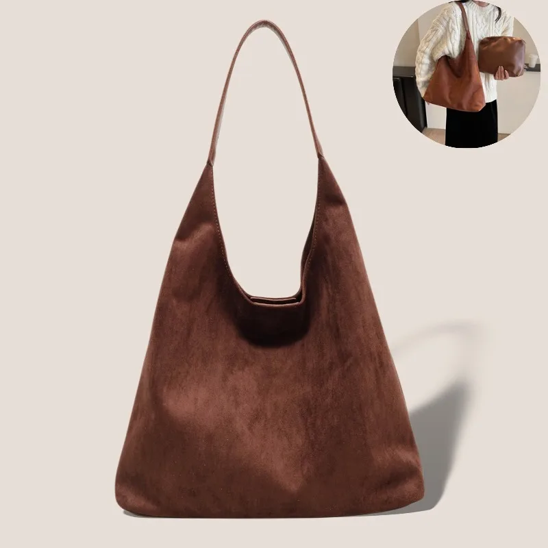 

Женская мягкая сумка в форме хлеба из искусственной замши в стиле ретро, новая осенне-зимняя популярная сумка большой вместимости на одно плечо с ведром для воды