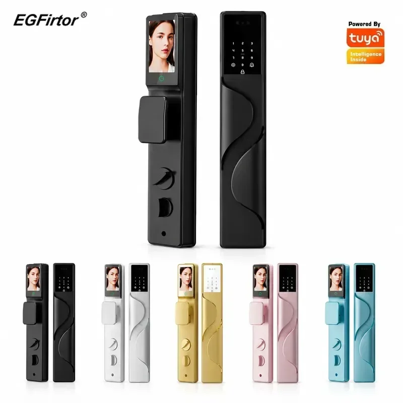 Aluminum Alloy Smart Door Lock with Facial Recognition Fingerprint Password and Palm Print Tuya Wifi APP