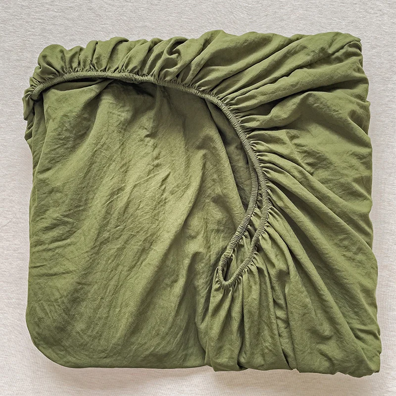 Sábana bajera de algodón lavada con bandas elásticas, Funda de colchón antideslizante ajustable para cama doble King y Queen, 90x200, 150x200, 180