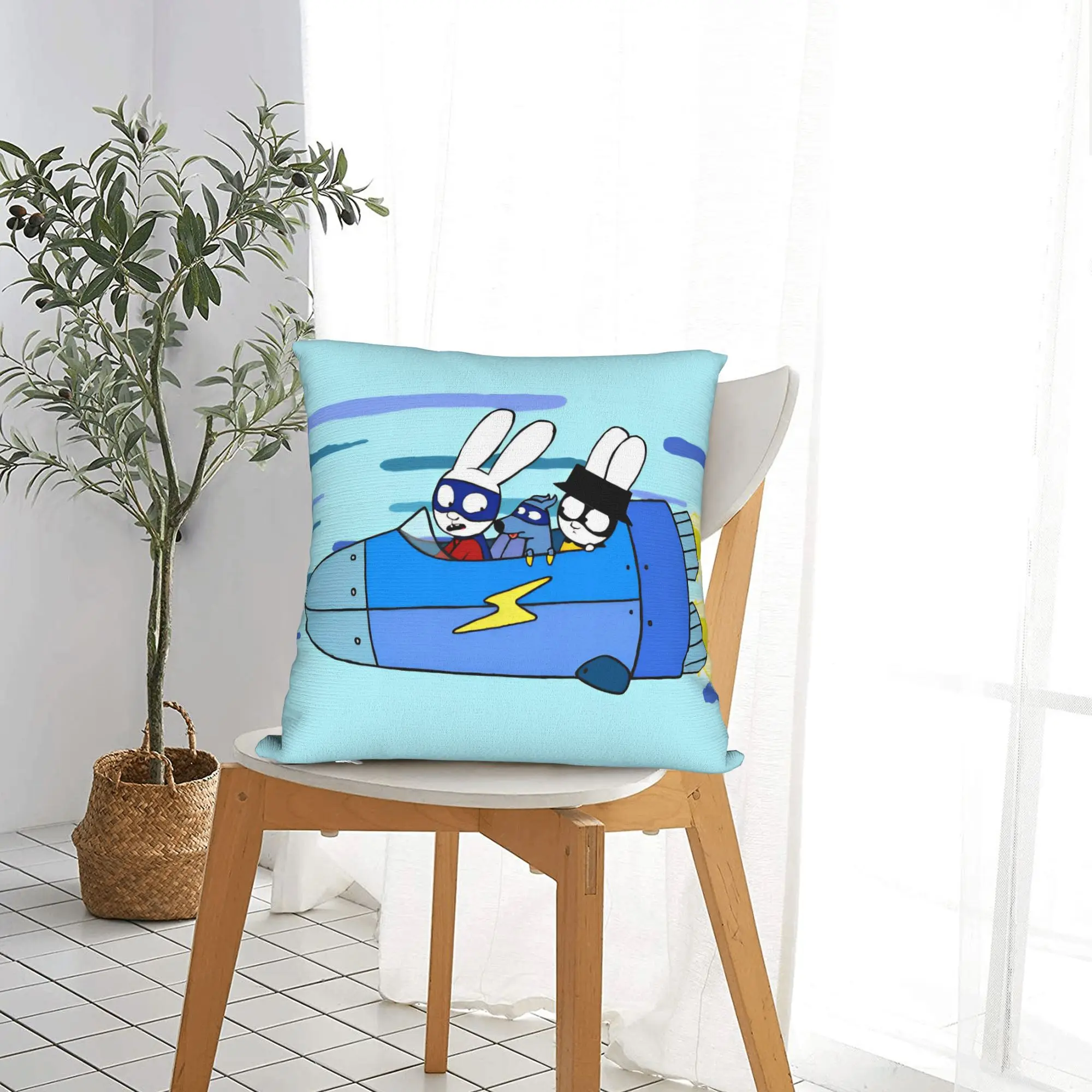 Simons Super Rabbit Square Pillowcases Polyester Bed Car Cute Cartoon  Cushion Cover Funny Home Decoration Pillowcase 40*40