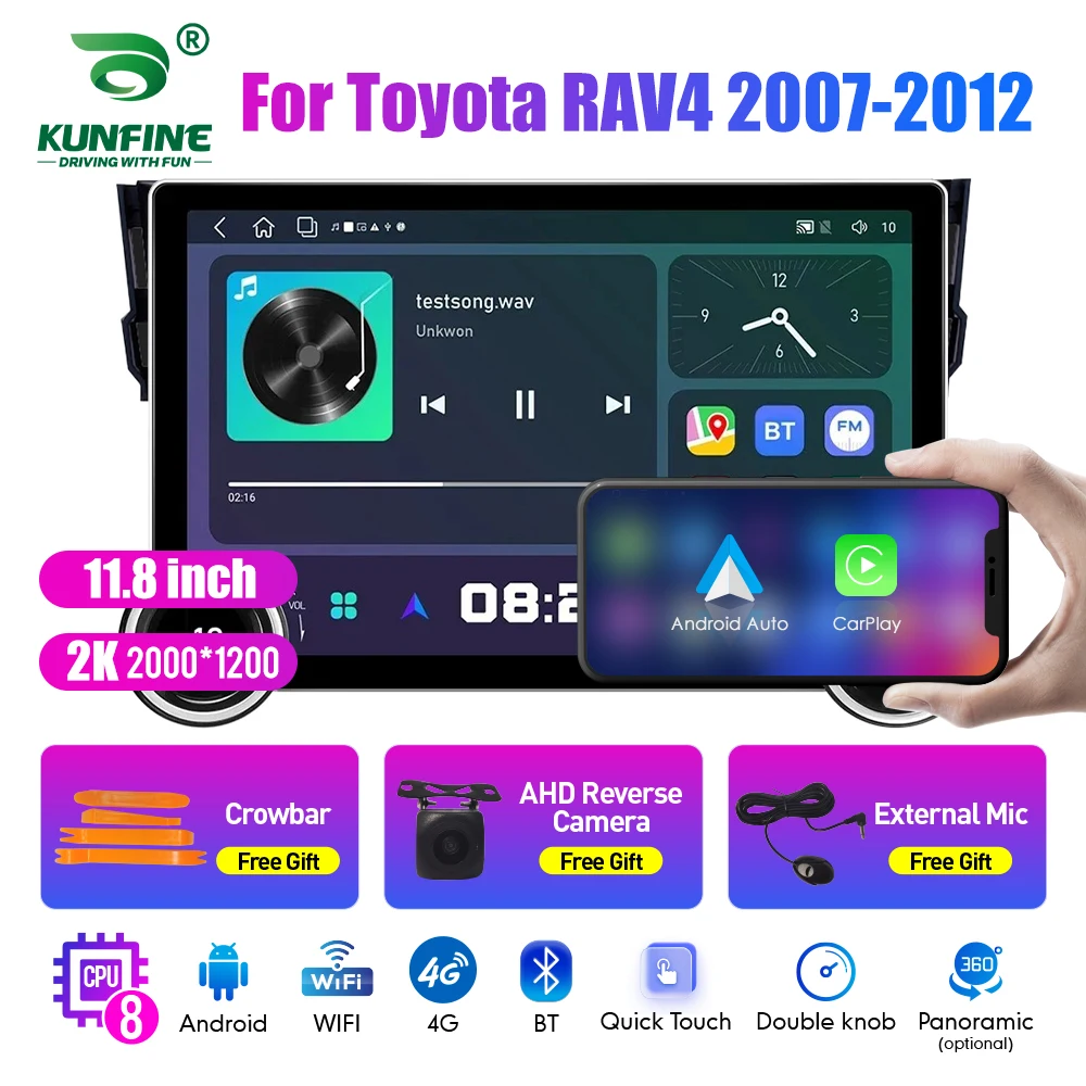 11.8 Inch 2K Double Knobs 2 Din Car Radio For Honda Rav4 2007-2012 Car Radio DVD Multimedia Video Player Android Auto Carplay