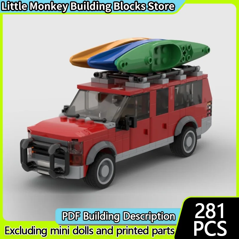 

Speed Racing Car Model MOC Building Bricks Red SUV With Kayaks Modular Technology Children Holiday Gifts Assemble Toys Suit