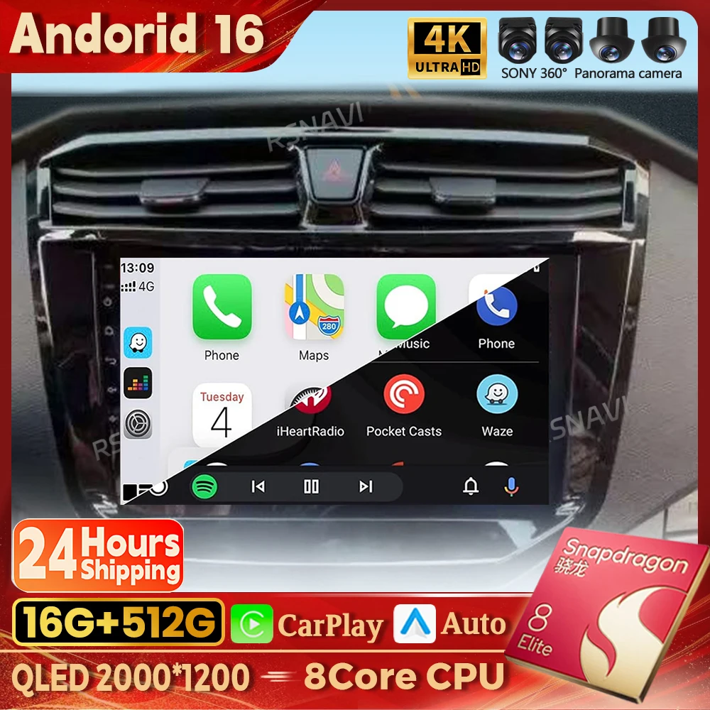Android 16 Car Radio For Maxus T60 2017 - 2022 T70 2019 - 2021 Carplay Auto Navigation 2K Screen Video Player Stereo Multimedia