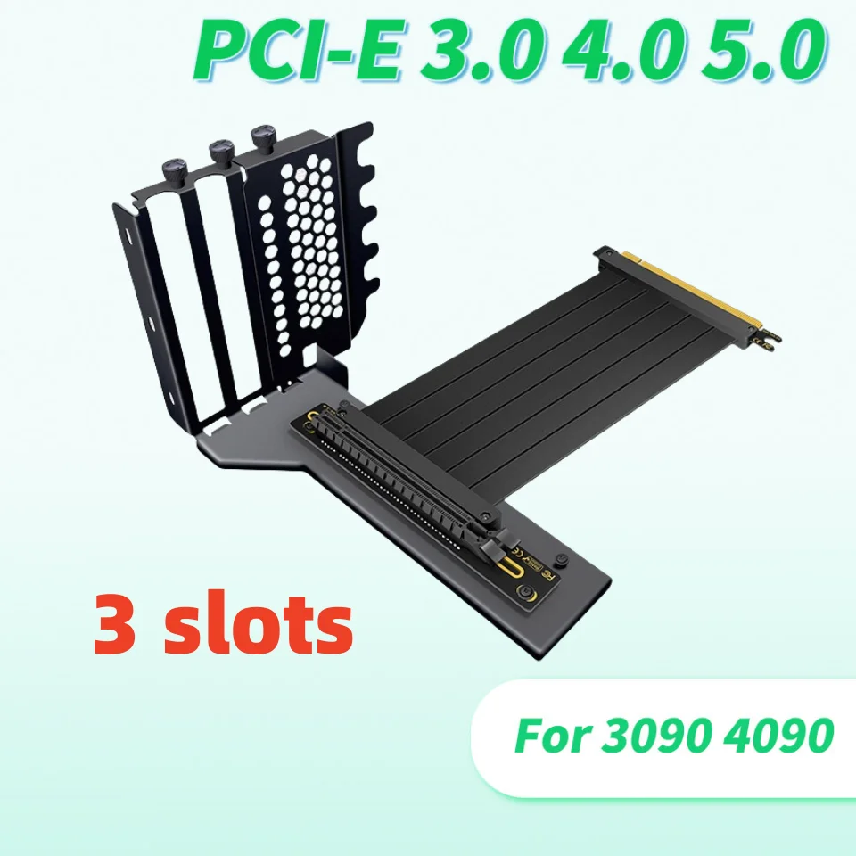 

Белый Riser PCI-E 3.0 4.0 5.0 X16 Набор вертикальных кронштейнов 3090 4090 Удлинительный кабель для видеокарты Поддержка 3 слота для карт Утолщенный
