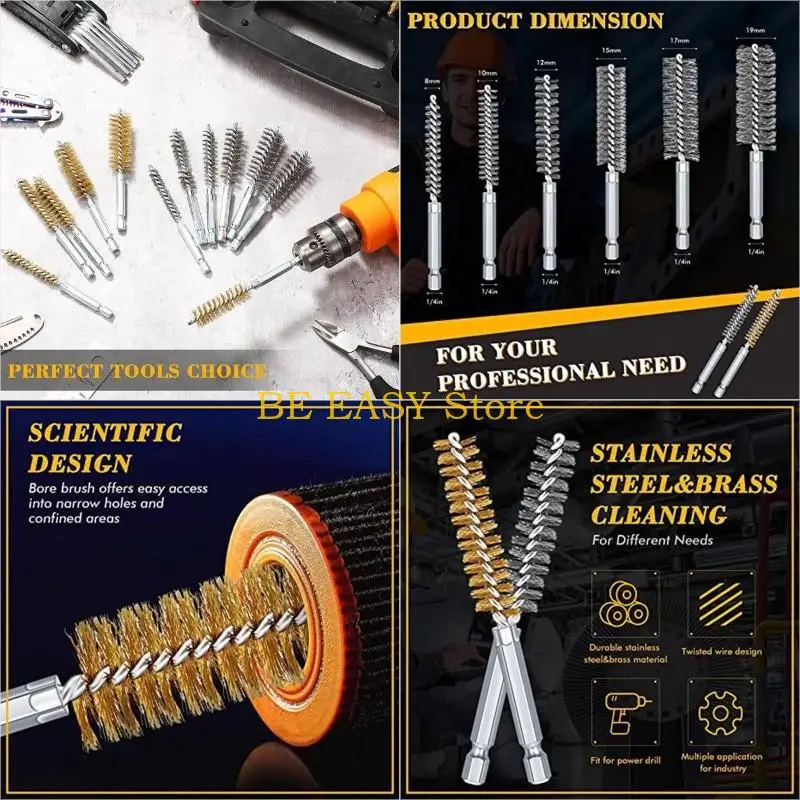 

E28F Twisted Wire Brush Copper Bore Cleaning Brush for Your Car,Garage Office Use