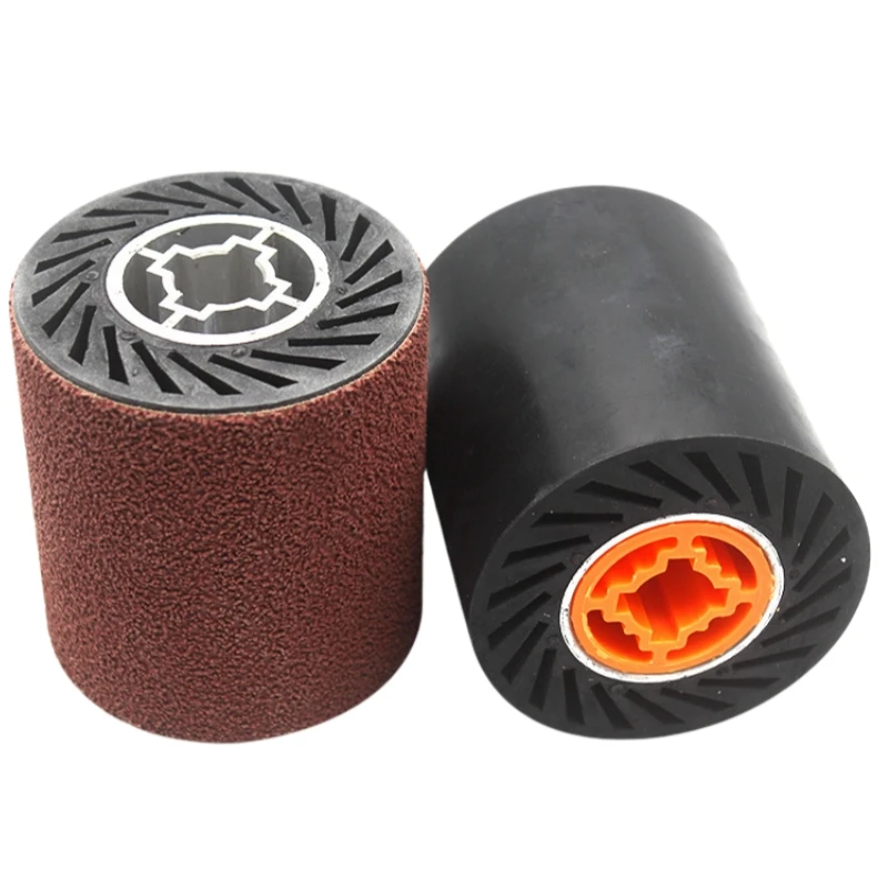 

90 * 100mm Aluminum Core Slotted Rubber Wheel 80-320 Grit Polishing Sandpaper, Rubber Wheel Accessories