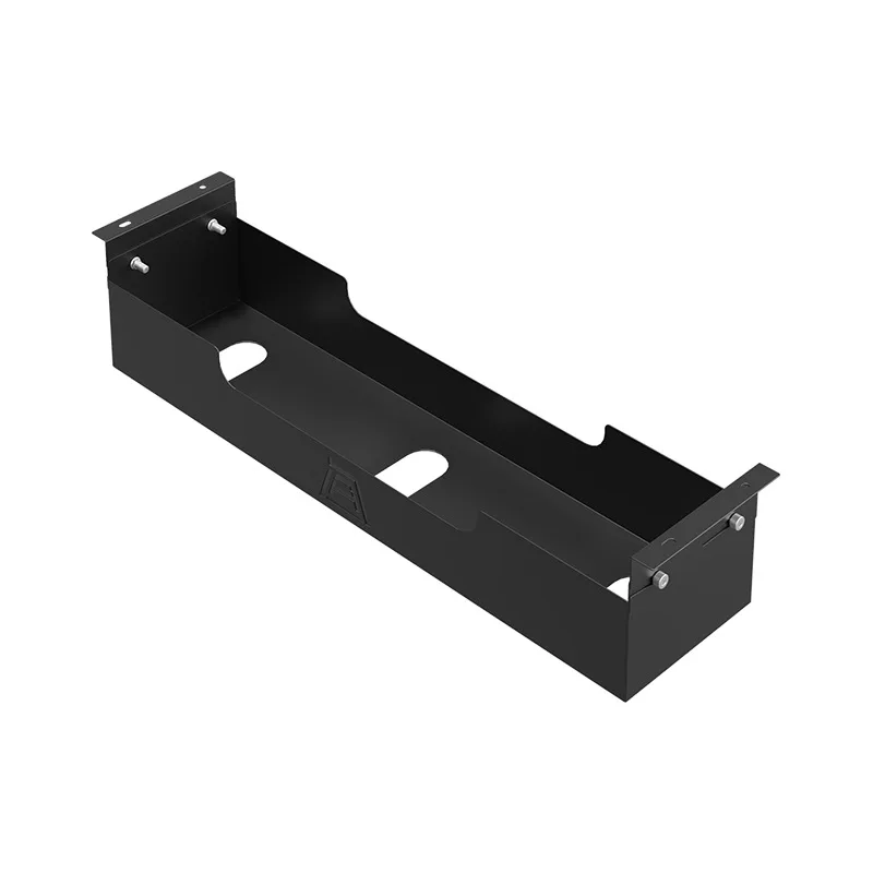 Under Desk Cable Management Box with Flip Tray, Drilling Mounted Carbon Steel Wire Organizer for Adjustable Desks and Small