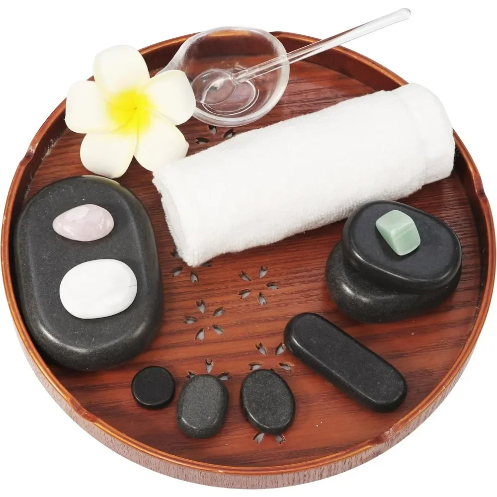 70-Piece Deluxe Hot Stone Massage Stone Set Kit Package for a Full Body Massage with Black Lava Volcano Basalt Rock Massage