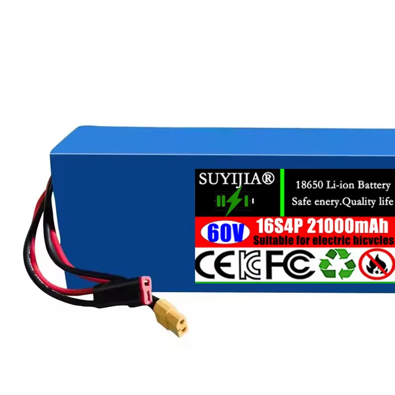 60V 21Ah New 18650 16S4P 1800W lithium battery pack,for High-Power 67.2V Motorcycle Tricycle Backup Solar Power Storage,BMS