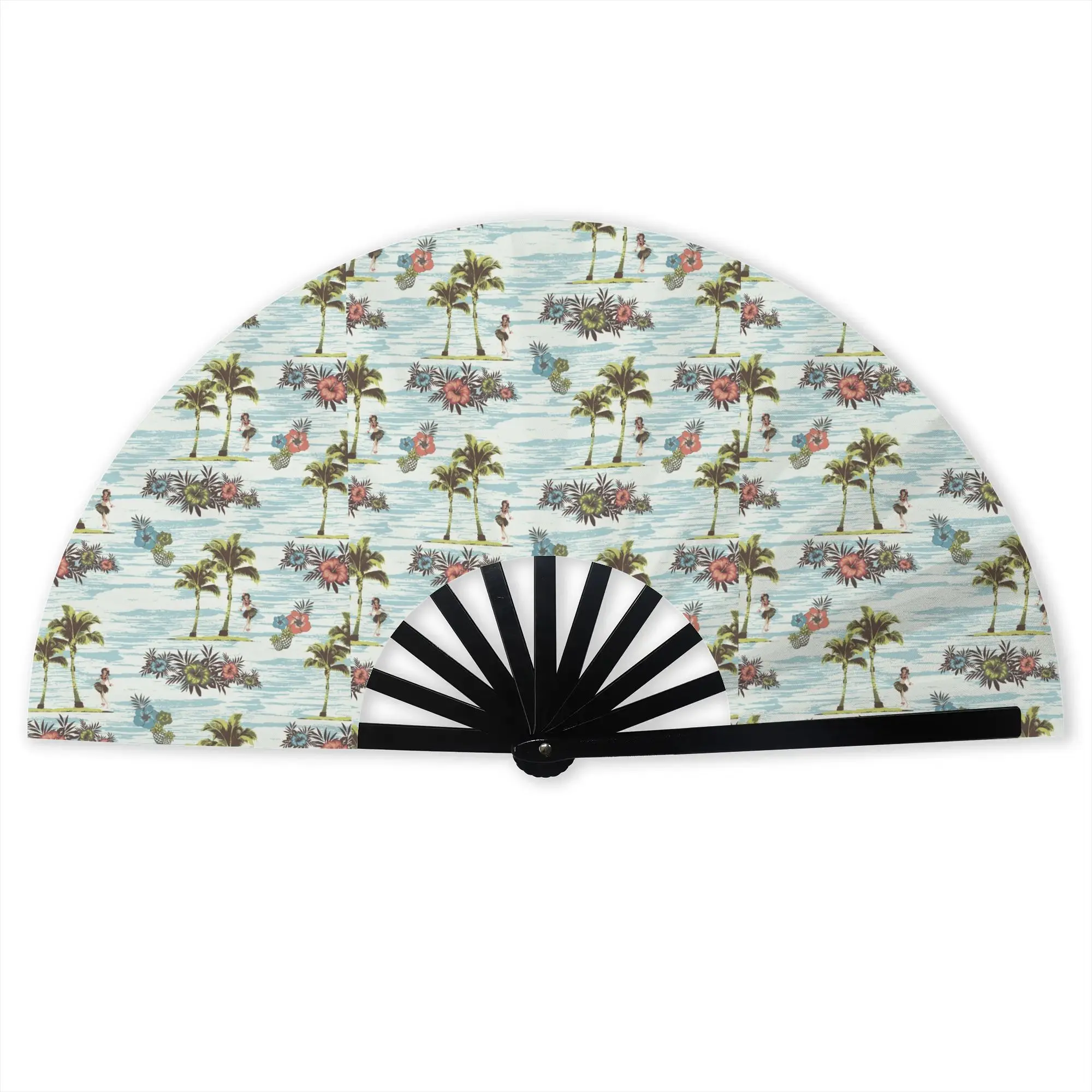 Personalised Hawaiian Summer Day Promotional Gift Hand Fan Event Souvenir  Durable Folding Fans Unique Bulk Pack Fan