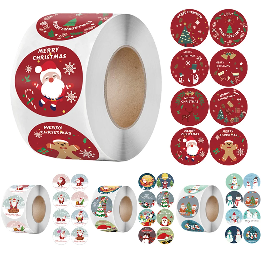 500 stücke Frohe Weihnachten Geschenk Dekorative Aufkleber 1 Zoll Runde Danke Etiketten Handgemachte Süßigkeiten Kekse Verpackung Weihnachten Aufkleber