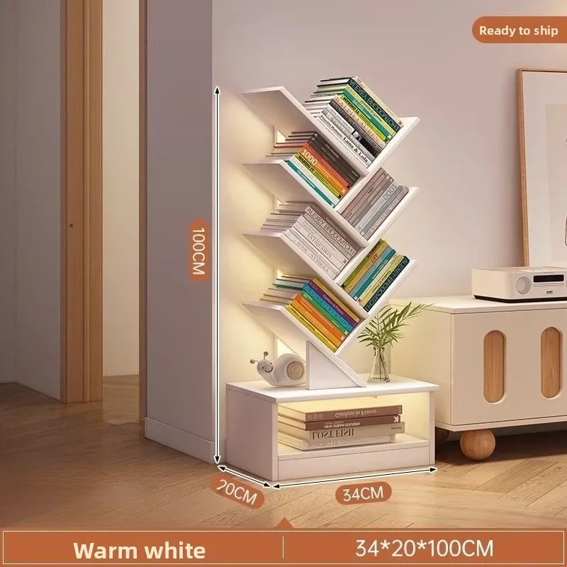 Tree Shaped Narrow Bookshelf Floor Standing Cabinet Bedroom Storage Living Room Multi Layer Creative Luxury Bookcase