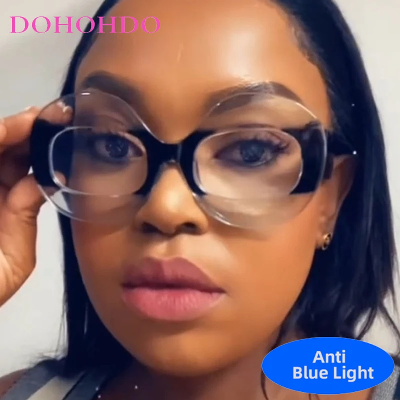

Fashion Design Oversized Round Frame Anti-Blue Light Eye Protection Women Men Glasses Reading Computer Optical Eyeglasses Lentes
