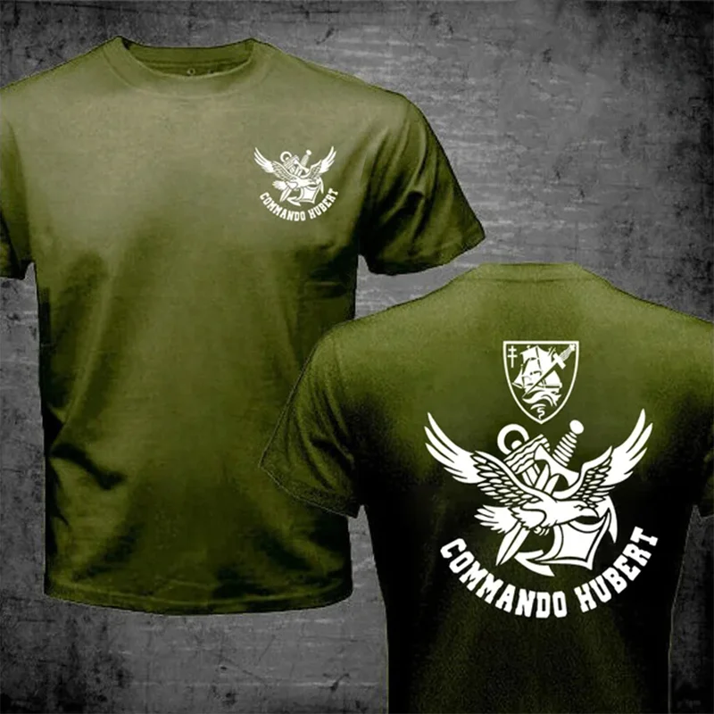 Summer T Shirts French Special Forces Marines Combat Swimmer Frogmen Commando Hubert Marine T-Shirt Double Side Printing T-Shirt