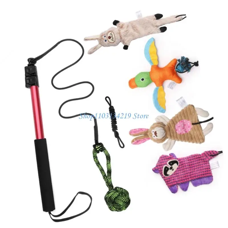 

N5KC 7pcs Compacts Pet Playing Toy Features Flirts Poles and Squeakers for Entertainment Exercise Bonding
