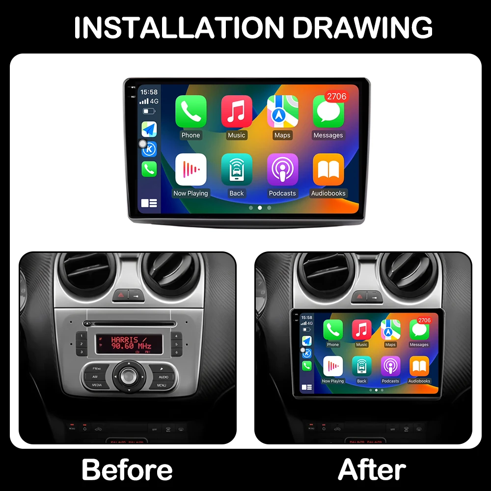 Autoradio Lettore Video Multimediale Per Alfa Romeo MiTo 955 2008 - 2016 Android Auto Navigazione GPS Bluetooth WiFi QLED schermo