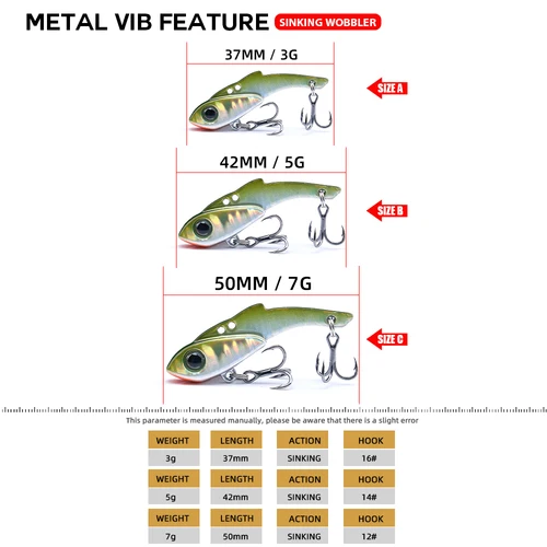 Imagen 2 del producto Agoie-Señuelos de Pesca Mini VIB, cebo duro Artificial de plomo en el interior, Crankbait de Metal para Lucio, 37mm, 3g, 42mm, 5g, 50mm, 7g