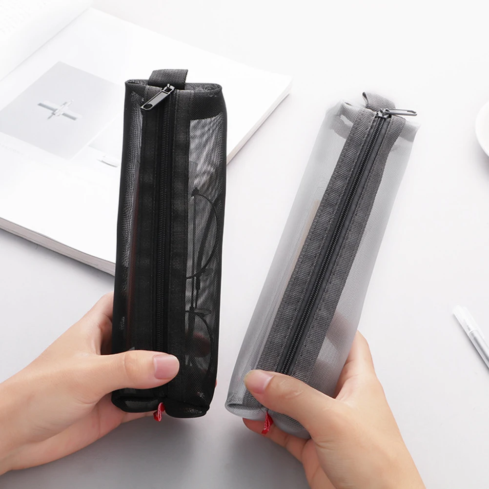 

3pcs Stationery Bag Large Capacity Lightweight Portable Mesh Pencil Case Zipper Transparent File Folder Pen Storage ganizer