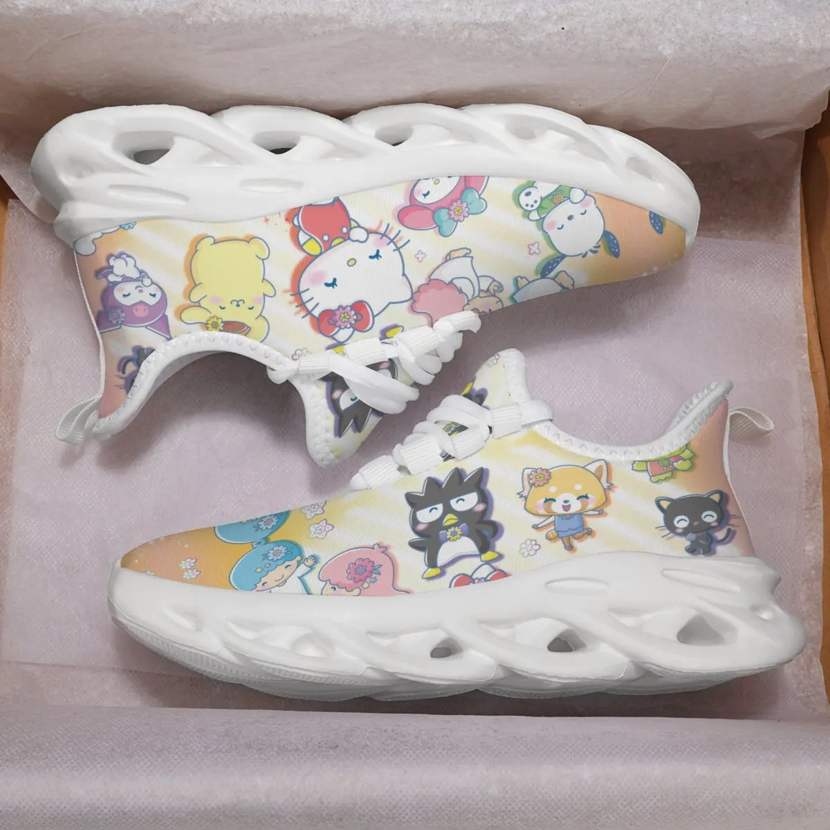 

Cartoon Hello Kitty Print Kids Sports Shoes Kawaii Kuromi Girls Shoes Running School Casual Sports Breathable Non-slip Sneakers