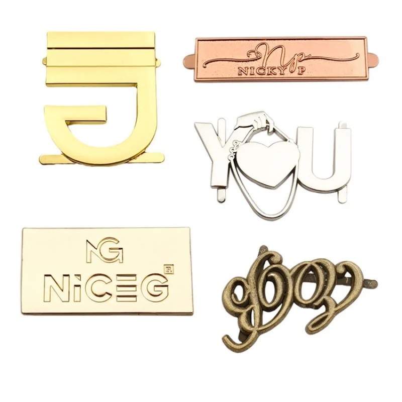 

Custom. Handbag Accessories Design Metal Label Name Custom Made Metal Logo Plate For Bag Hardware