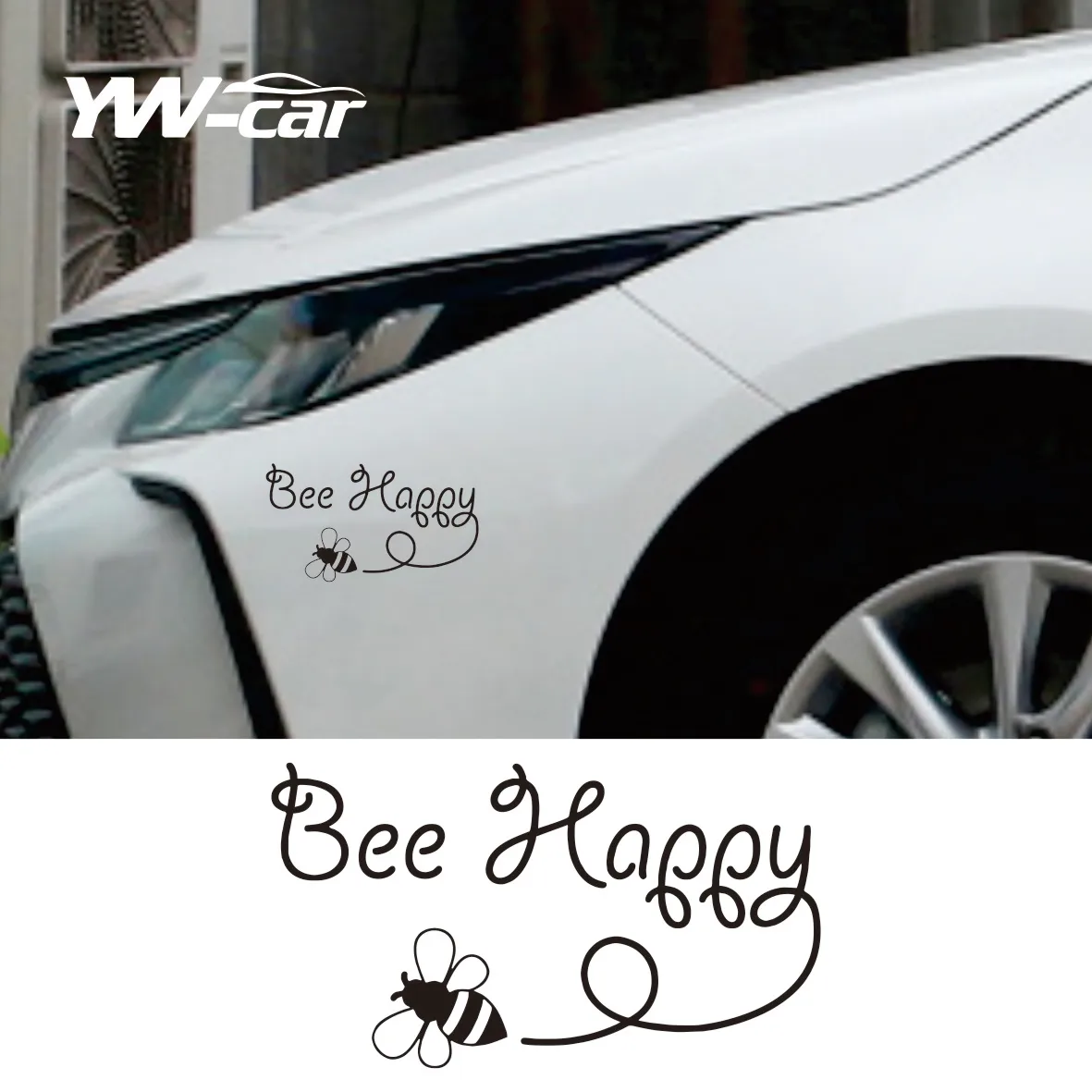 

Bee Happy Design Art Vinyl Car Sticker Inspirational Decal Black/Silver for Daewoo sticker