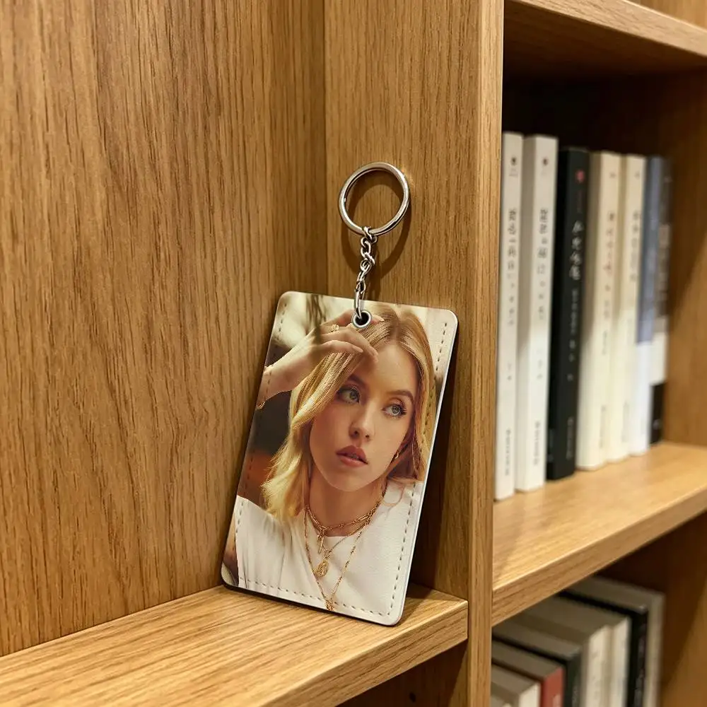 Sobeautiful S-Sydney Sweeney Card Holder Keychain Badge Holder Card Pass Hang Rope Lariat Lanyard for Key Rings Accessories Gift