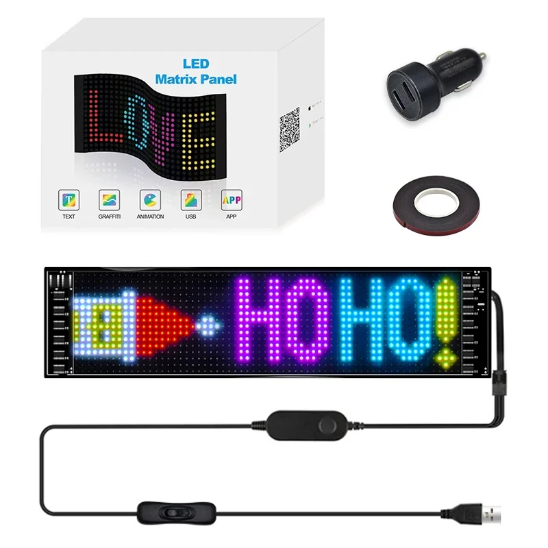 Waterproof LED Matrix Pixel Panel 5VUSB Flexible Addressable DIY Pattern Graffiti Scrolling Text Animation Display Car Bar Decor