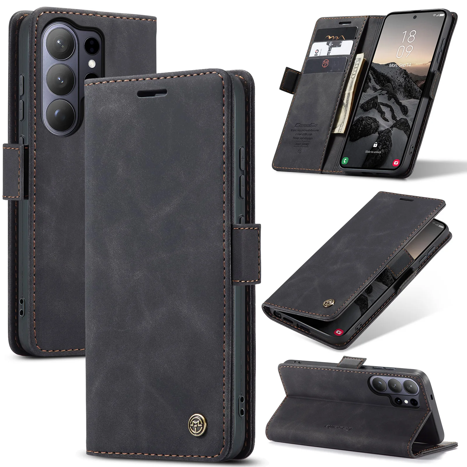 High End Business Sle Cards Solt Wallet Leather Case for Samsung S26 Ultra S25 Edge S24 S23 A36 A56 A17 A07 Funda Bag Cover