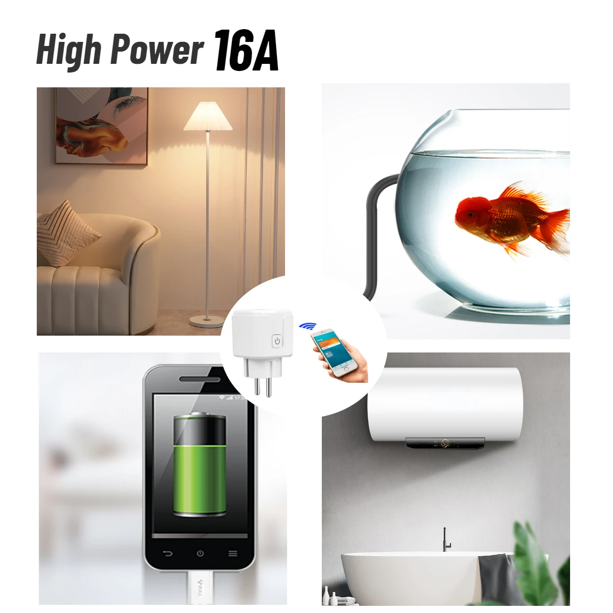 16A HomeKit WiFi EU Smart Socket AC100~240V High Power Outlet APP Remote Control Timer Plug Works With Alexa Google Apple Siri